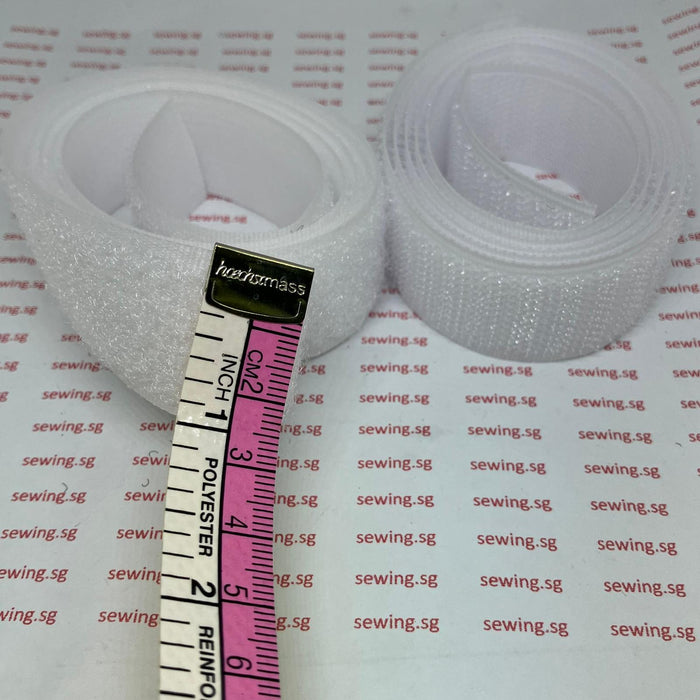 Velcro, with Glue; 1 inch width; 25 meters roll ( BLACK & WHITE), Magic Tape. - Ban Soon Sewing Machine Pte Ltd