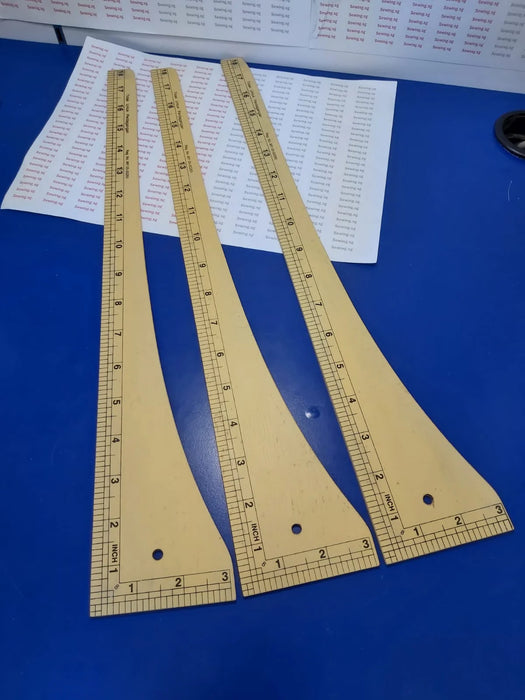 Ruler L-Small, Wood like: 18 x 3 Inches / 45x7 cm, Big Head