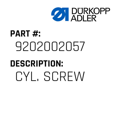 9202 002057 / Cyl. Screw-Durkopp Adler - Ban Soon Sewing Machine Pte Ltd
