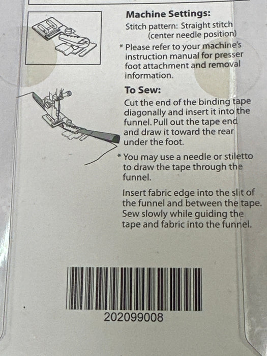 Binder Foot 9mm (Janome Original) Part No. 202099008 - Ban Soon Sewing Machine Pte Ltd