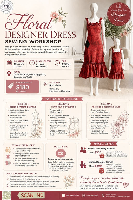 Floral Designer Dress Sewing Workshop | Dressmaking Workshop Singapore-Sewing.sg