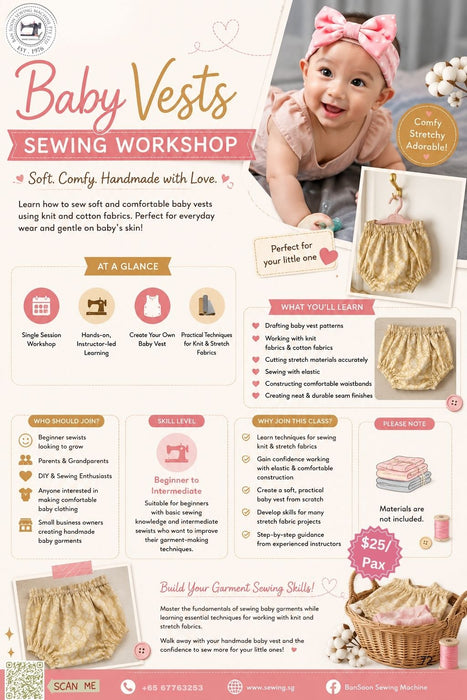 Baby Vests Sewing Class | Beginner to Intermediate Sewing Workshop Singapore-Sewing.sg