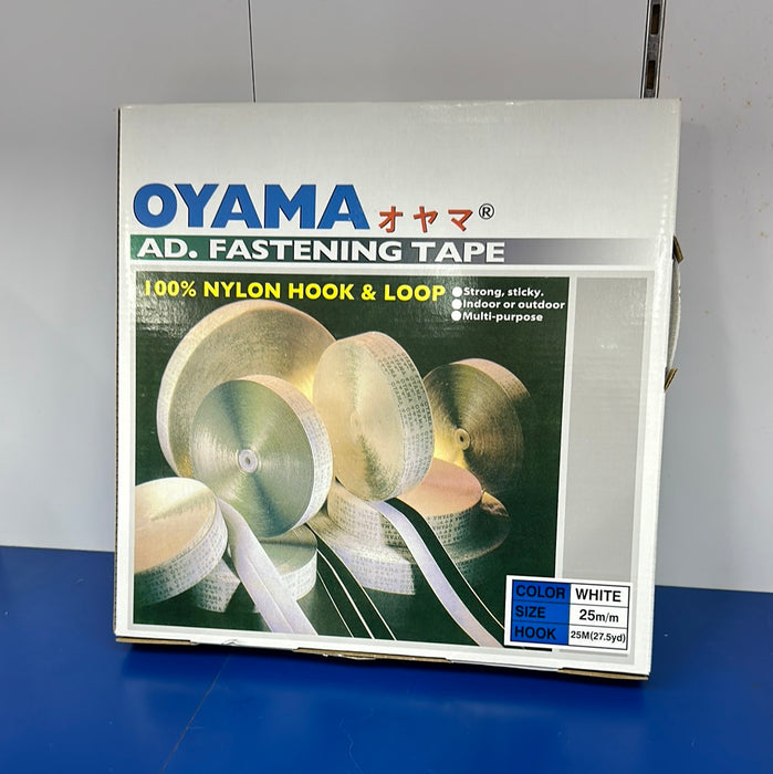 Oyama Velcro : 1 inch, 25mm, 25m box, WHITE, Hook only