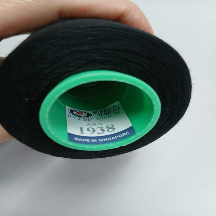 Sunrise AAA Black Sewing Thread 1938 – 1800m | Sewing.sg