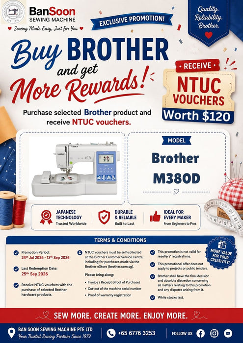 Brother M380D Sewing Machine, 3 in 1 Combo Model + Disney Character Embroidery