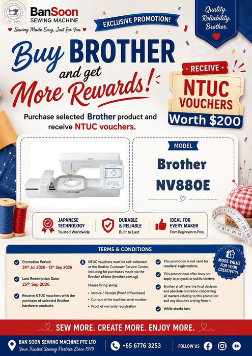 Brother NV880E Embroidery Machine – Large 260 x 160mm High-Performance Embroidery System