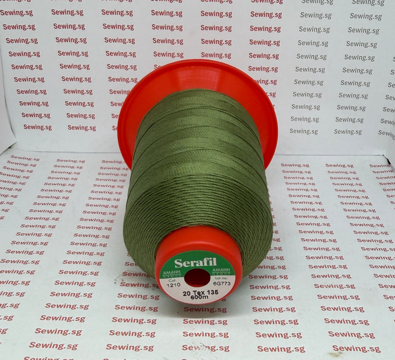 Serafil Green Sewing Thread - Color 1210, Size #20 for Shoes & Leather
