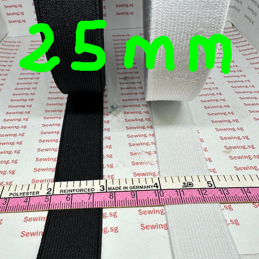 Elastic Band, 1.3mm thick, 1 inch or 25mm width, White or Black Color