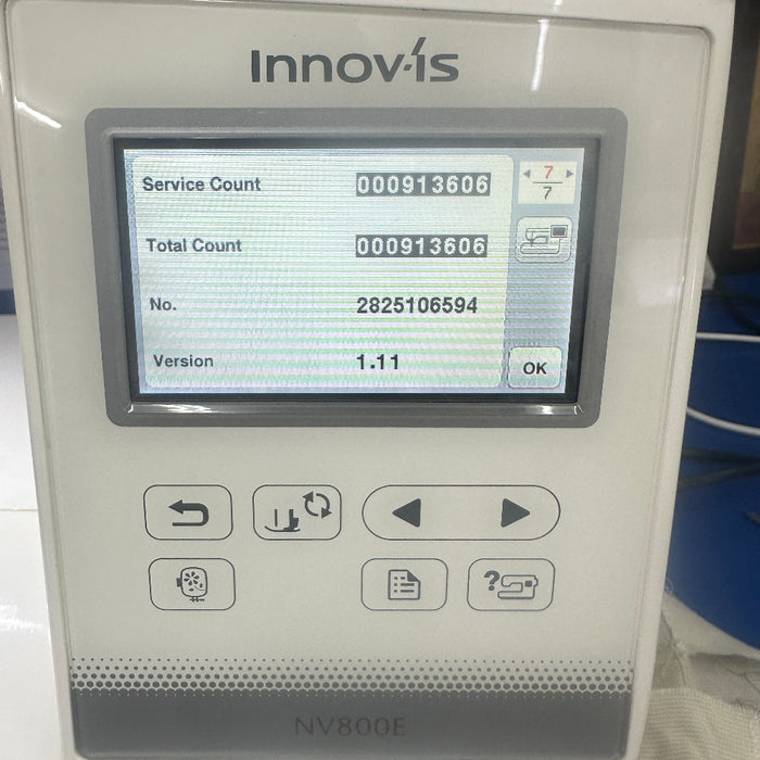 Innovis NV800E touchscreen control panel showing service count and total count 913606