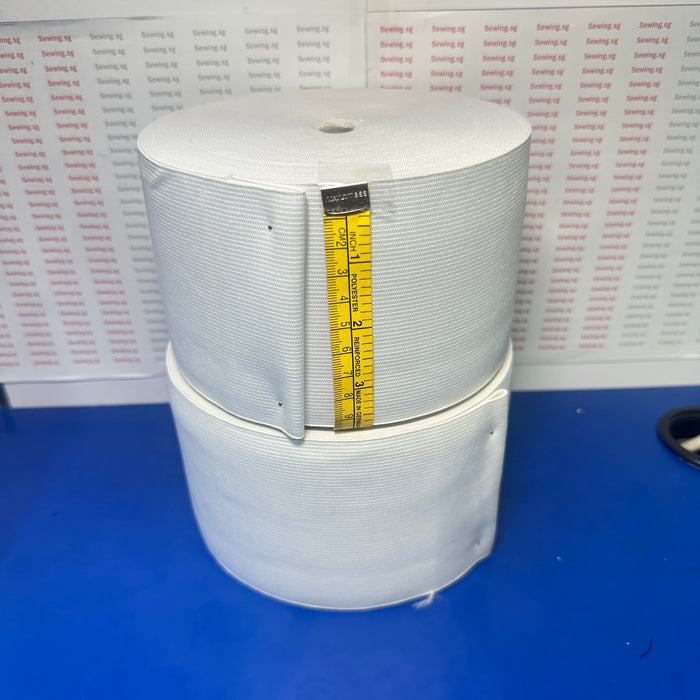 Elastic Band, 1.3mm thick, 4 inch or 98mm width, White 18m/Roll