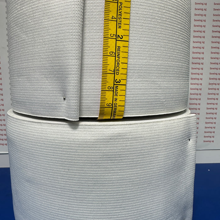 Elastic Band, 1.3mm thick, 4 inch or 98mm width, White 18m/Roll