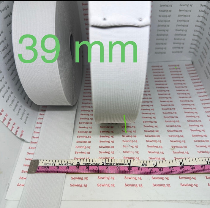 Elastic Band, 39mm width, 1.3mm thick, 1 1/2 inch White or Black Color