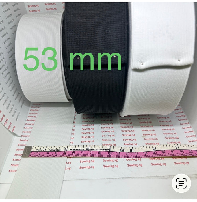Elastic Band 50mm width, 1.3mm thick, 2 inch, White or Black Color