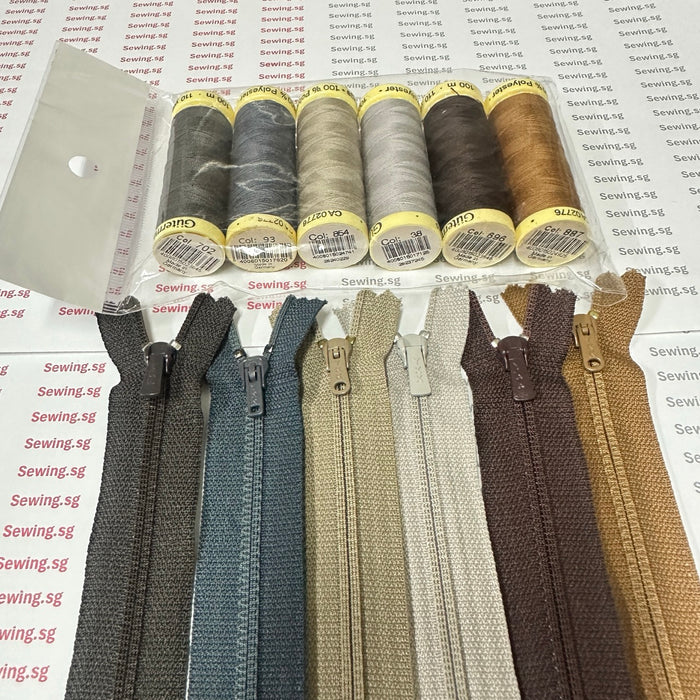 YKK Zips Colour Shades of Brown