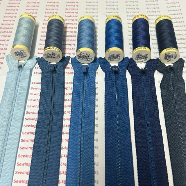 YKK Zips Shades of Blue