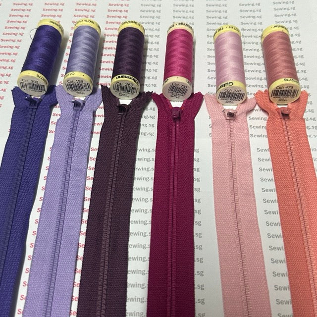 YKK Zips Colour Shades of Purple