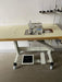 Juki industrial serger sewing machine mounted on a Sunken work table with a foot pedal and tension adjustment, MO6704DA-0A4-150 + Fully sunken Table top, Juki Roll Hem Overlock