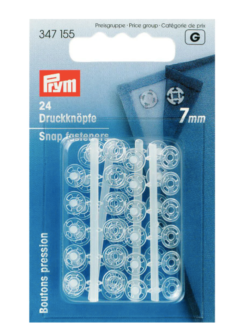 Prym - Plastic Snap Fasteners - Transparent 7mm and 10mm