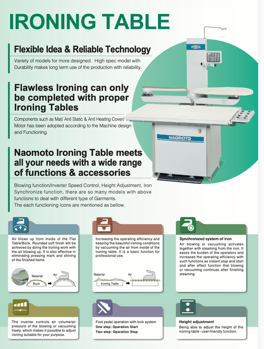 Naomoto FBM-1200SE Vacuum & Blow Ironing Table