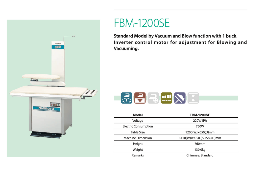Naomoto FBM-1200SE Vacuum & Blow Ironing Table