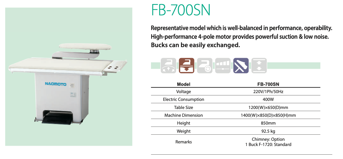 Naomoto FB-700SN Balanced Performance Ironing Table