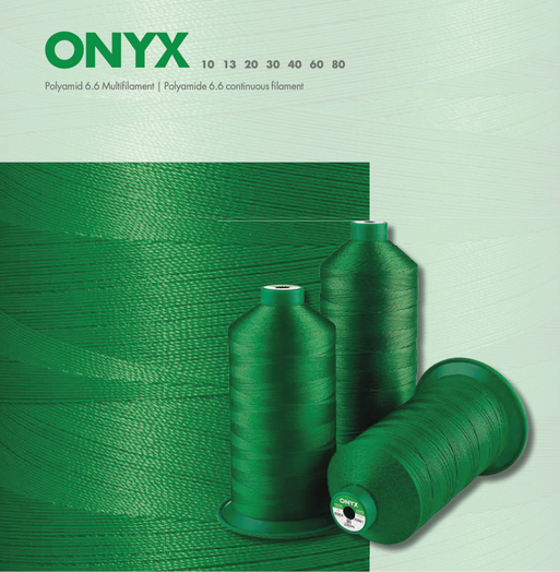 Nylon Sewing Threads – ONYX, Size 10, 20, 30, 40 & 60. Polyamide 6.6 continuous filament. Heavy Duty Sewing Threads.