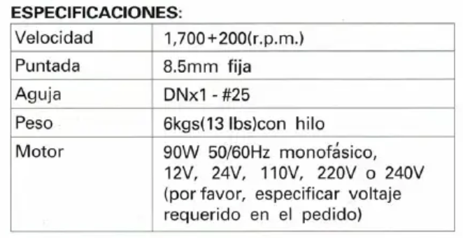 N600A-12V-BTN, Battery Operated Handheld Sewing Machine | Portable Bag Closer Machine Data sheet in Spanish. 