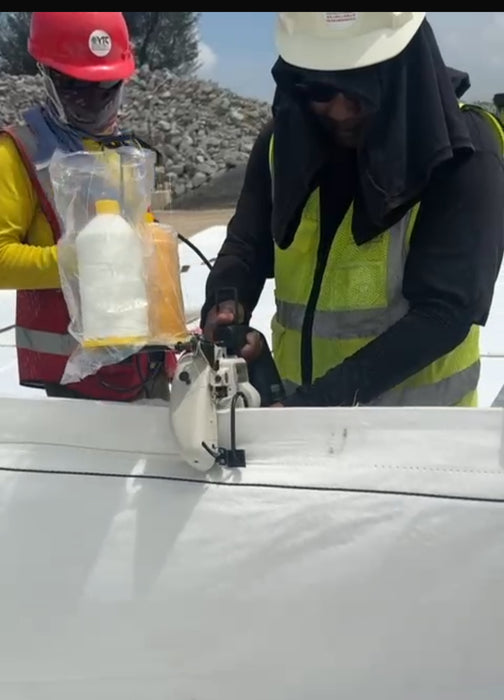 UNION SPECIAL 2200GA Portable Sewing Machine in Geotextile application.