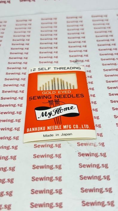 12 Self Threading Sewing Needles ( Gold Eyed)
