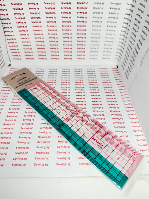 Kearing 8020B Dual-Color Non-Slip Pattern Grading Ruler 20cm | Transparent Sewing Ruler-Sewing.sg