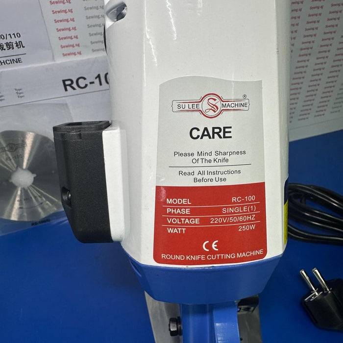 SU LEE RC-100; 4 inch Blade Rotary cutting machine, Specs label.