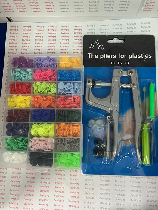 Snap Press Pliers Plastic Snap-On Buttons Fasteners. Installation Punch Poppers Attachment Setting Tools and Snap Buttons set - Ban Soon Sewing Machine Pte Ltd