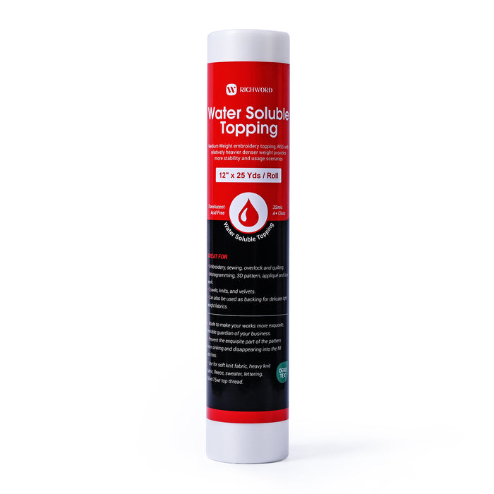 Richword Stabilizer New Wash Away Water Soluble Embroidery Topping Film 12in*25Yards 35um Roll