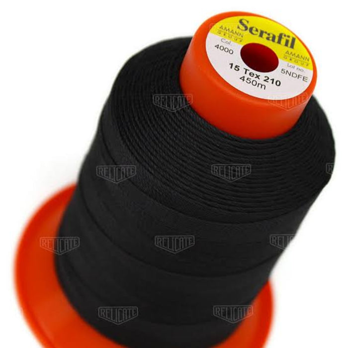 Serafil Black Sewing Thread Color 4000 – Size #15 for Shoes, Leather & Accessories-Sewing.sg