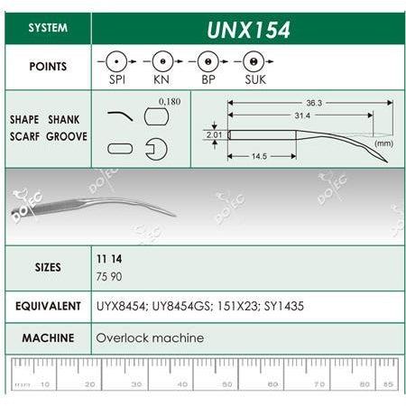 Industrial Needles for Blind Hem Stitch Machine UNx154 (10pcs pack) UNx154 Size 11
